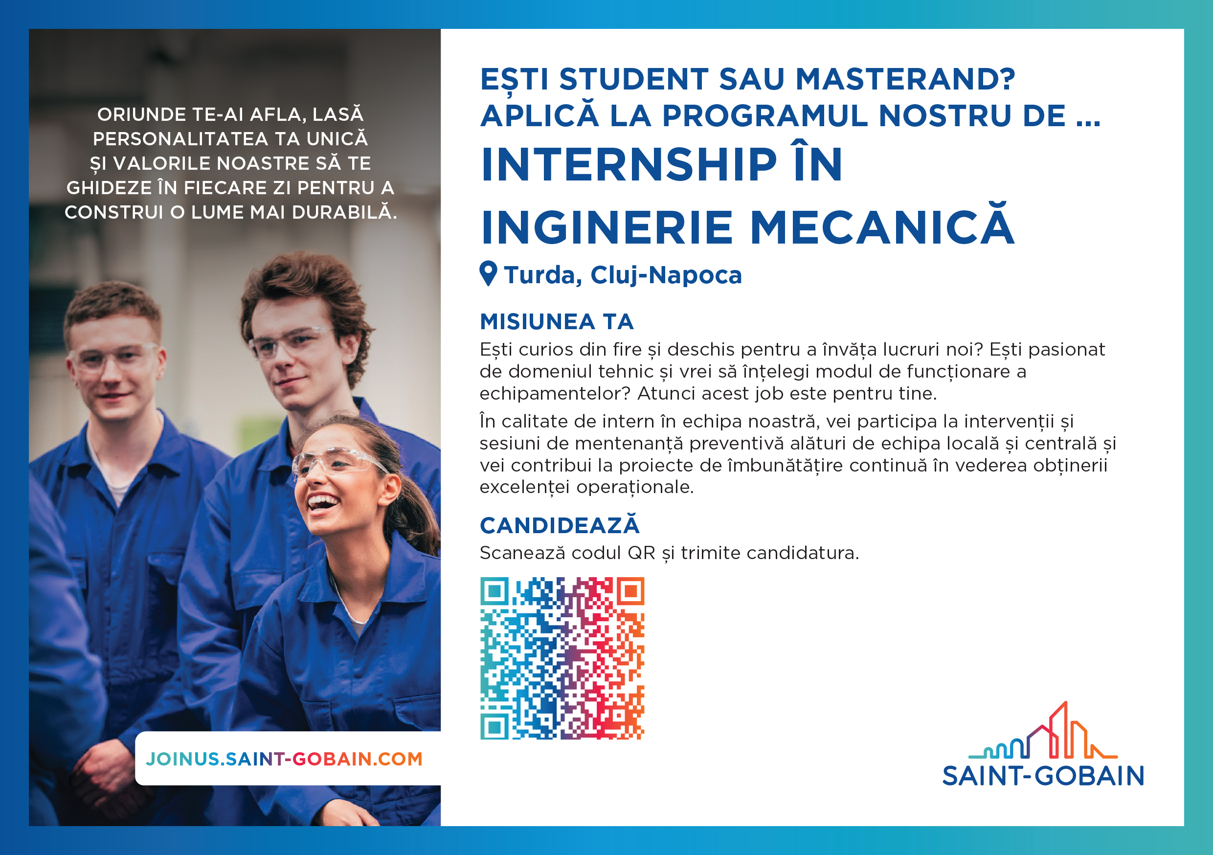 Imagine Inginer Mecanic junior - Internship @Saint-Gobain